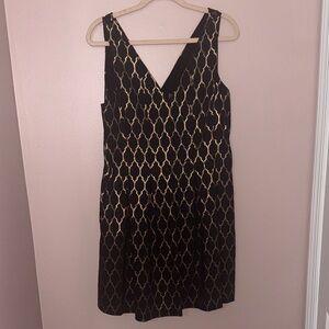 Vince Camuto Black and Gold Geometric Mini Dress